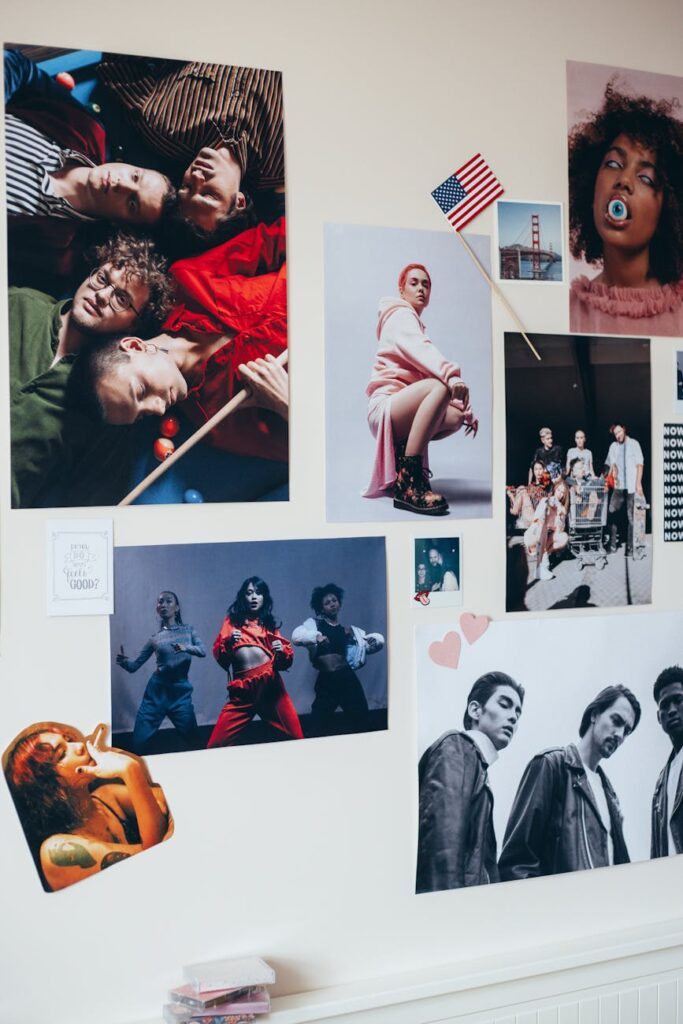 posters on the white wall