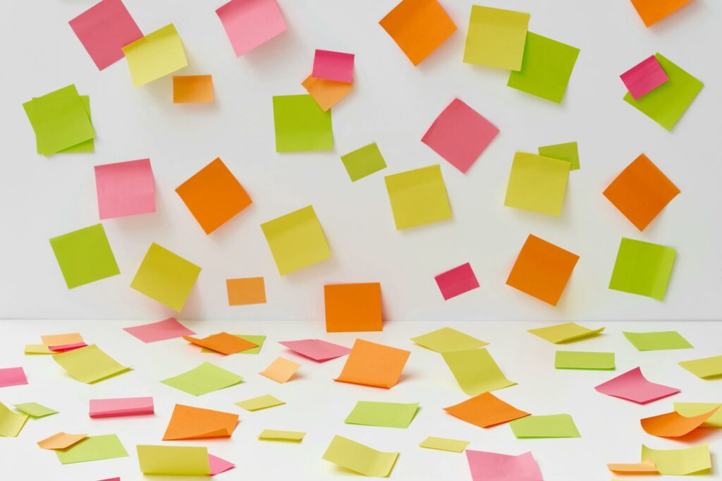 sticky notes on a white surface