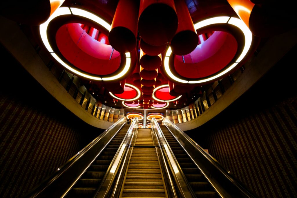 vibrant modern architecture in brussels metro station